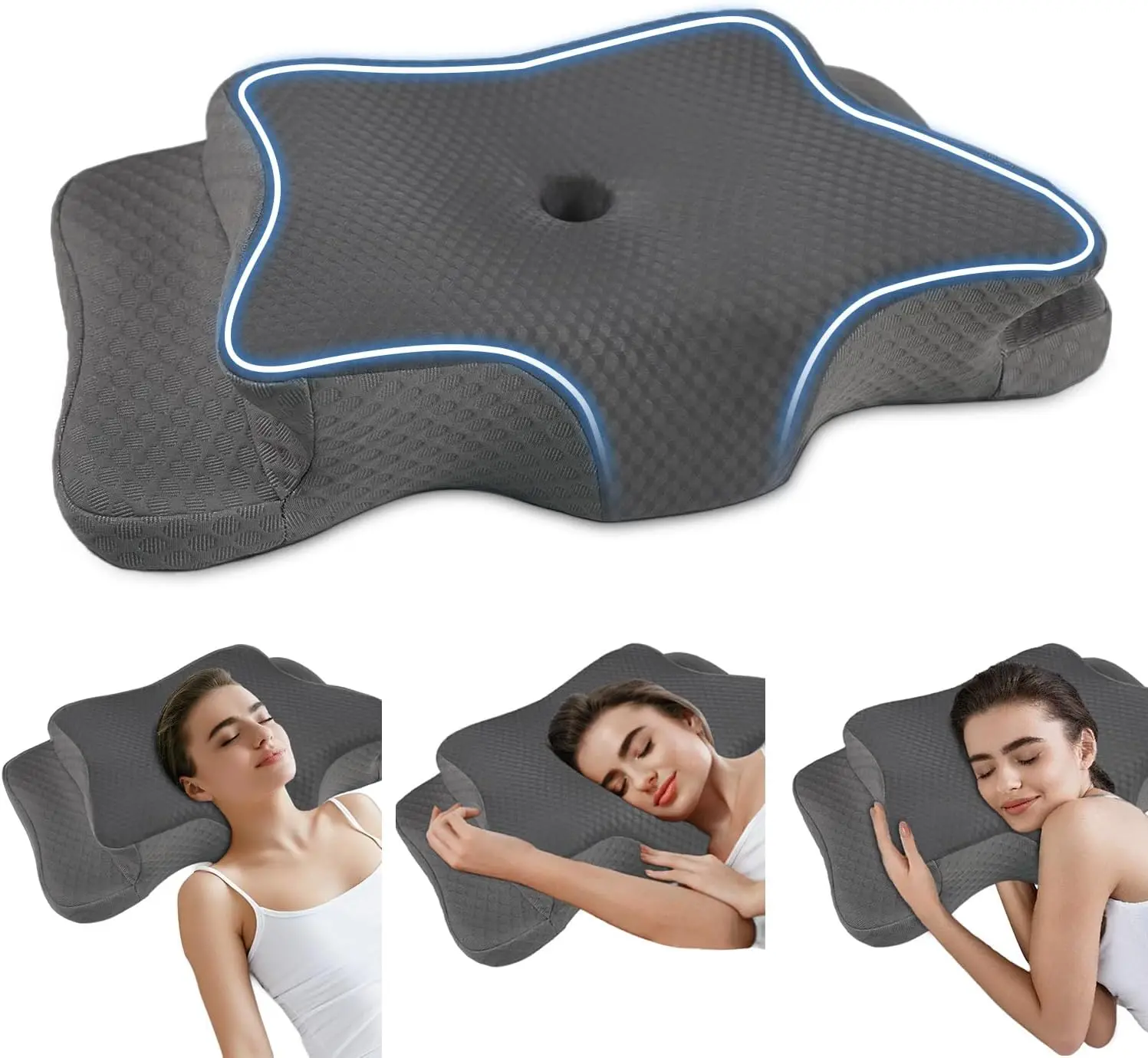

Ergonomic Cervical Pillow for Neck Pain Relief, Adjustable Memory Foam, Cooling Pillowcase, King Size