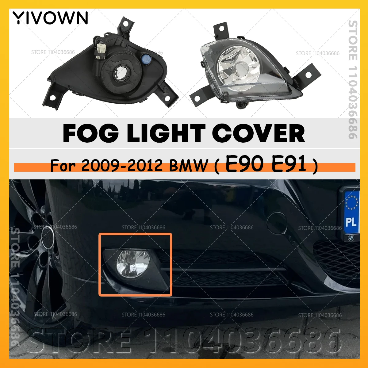 

For 2009 2010 2011 2012 E90 E91 BMW 323i 328i 328xi 335d 335i 335xi Front Bumper Fog Lights Housing 63177199893 63177199894