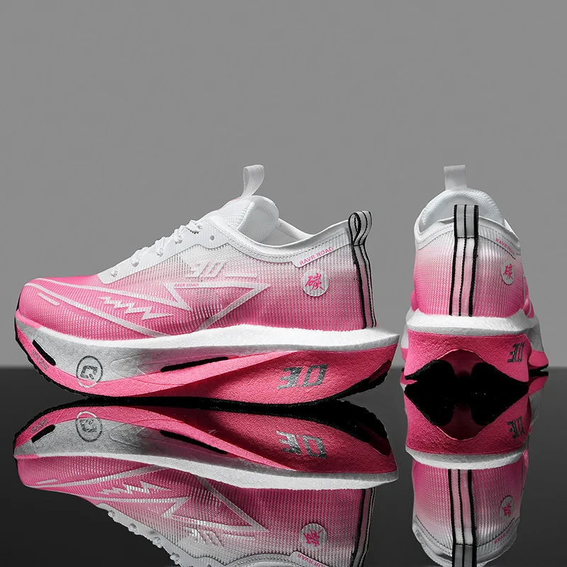 Men's Carbon Board Sneakers Anti-slip Cushioned Comfortable Racing Training Running Shoes Mesh Tennis Shoes Casual for Women