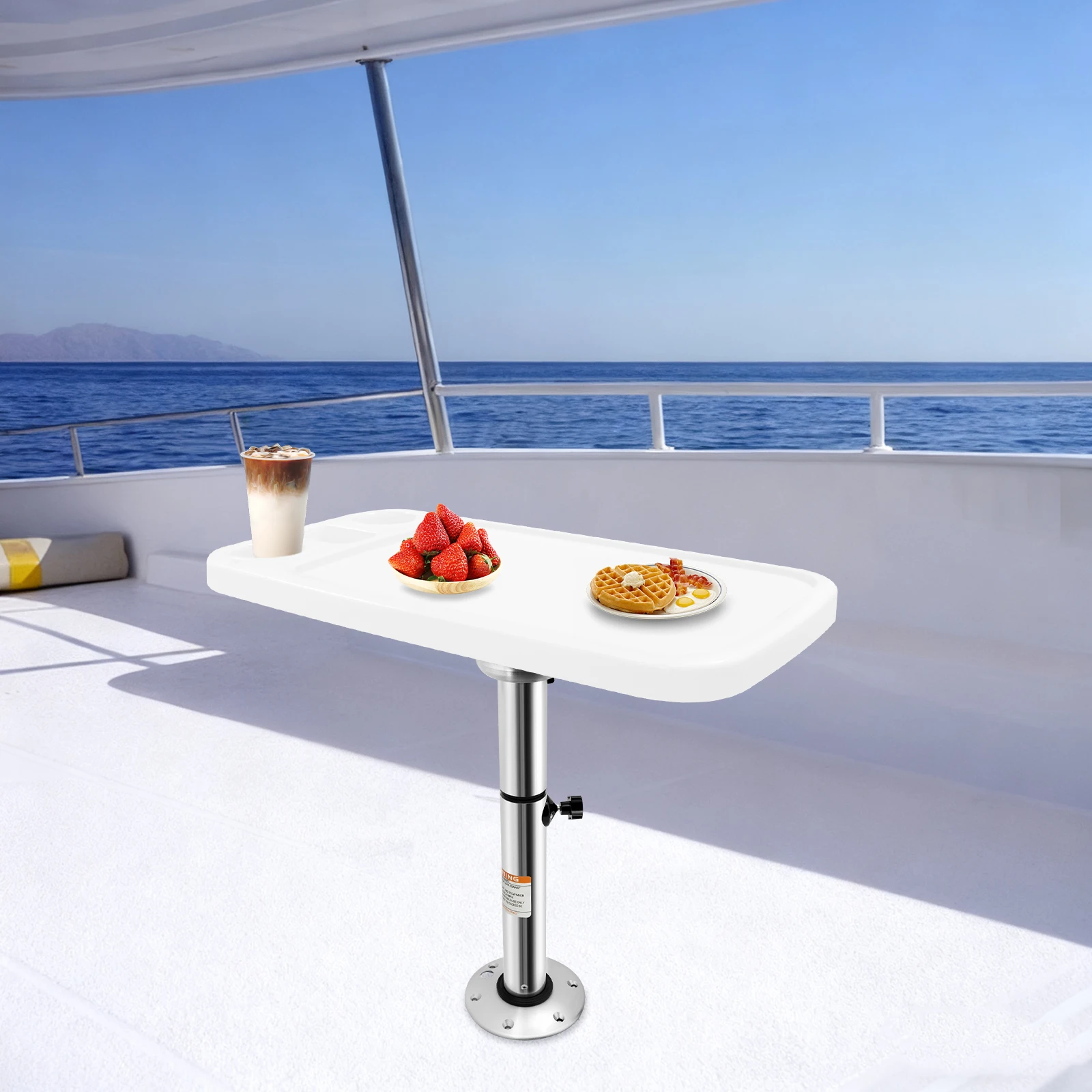 استبدال سطح الطاولة RV قابل للإزالة مقاس 34 × 18 بوصة، ABS مقاوم للماء، سطح طاولة تخييم بحري مستطيل مع حامل هاتف وحاملي أكواب