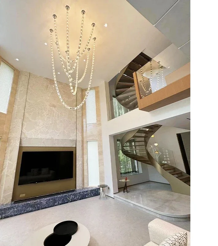 Светлая роскошная вилла, дуплекс, напольная пустая люстра для гостиной