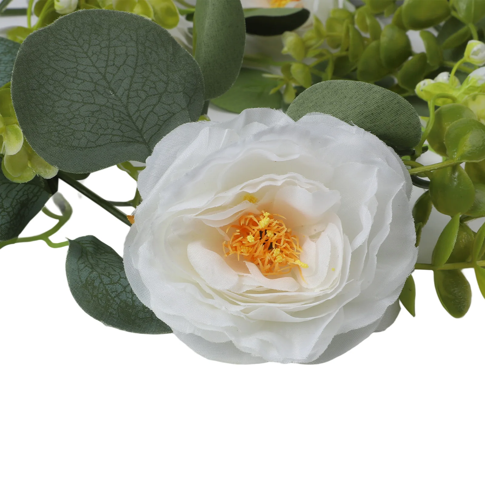 للمناسبات لديكور المنزل، ديكور زهور واقعي، عرض رف ديكور الأوكالبتوس نابض بالحياة، أوراق الشجر ذات المظهر الطبيعي #2