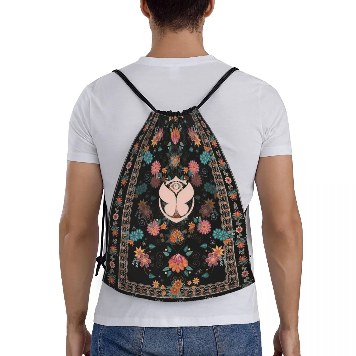 حقيبة ظهر برباط لمهرجان الموسيقى من تومورولاندز، حقيبة رياضية للصالة الرياضية، حقيبة بسلسلة للتمرين #5