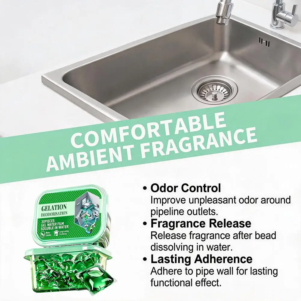 Odor Removal Sewer Cleaner Scented Gel Air Freshener For Sinks Drains Water Soluble Kitchen Bathroom