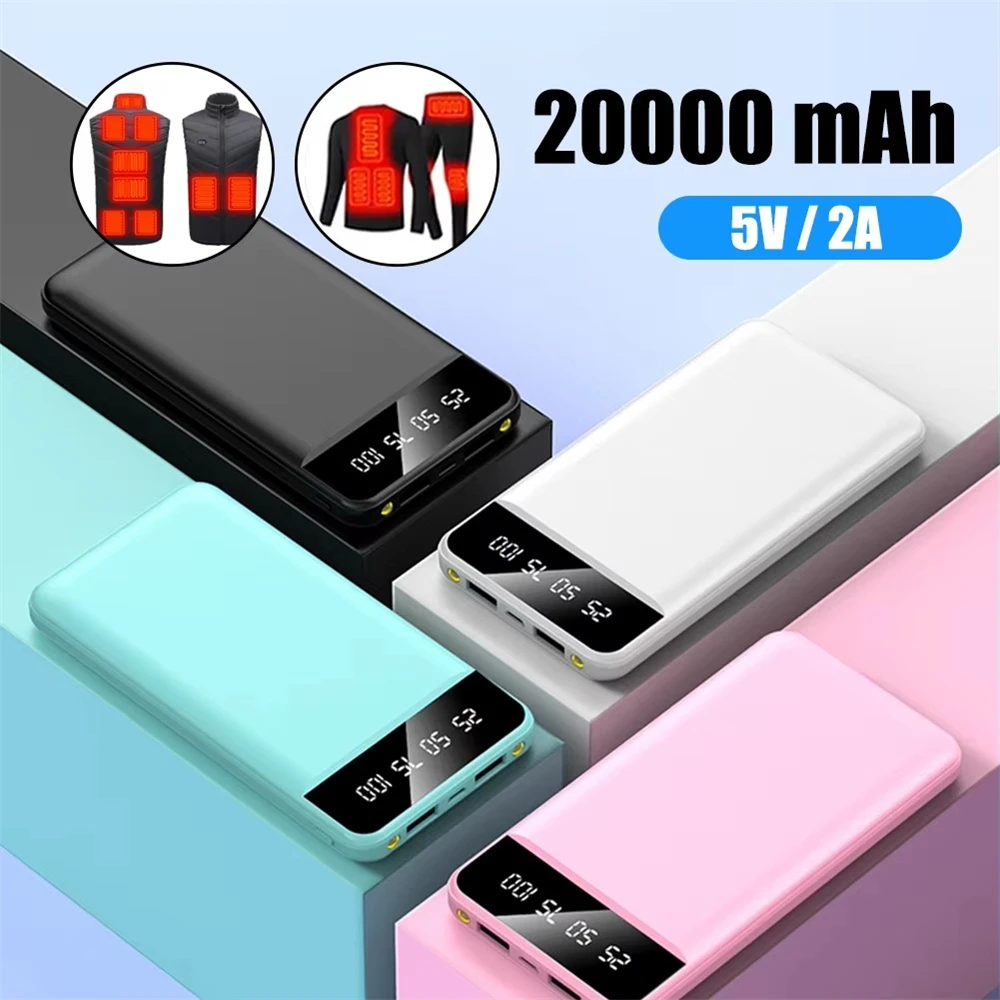 20000mAh Heated Battery Power Bank 5V/2A Portable Fast Charger External Battery Pack for Heated Vest Jacket Scarf Gloves Socks