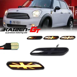 Union Jack Sequential Amber LED Car Front Side Marker Turn Signal Lights For MINI Cooper R60 Countryman R61 Paceman 2011-2016