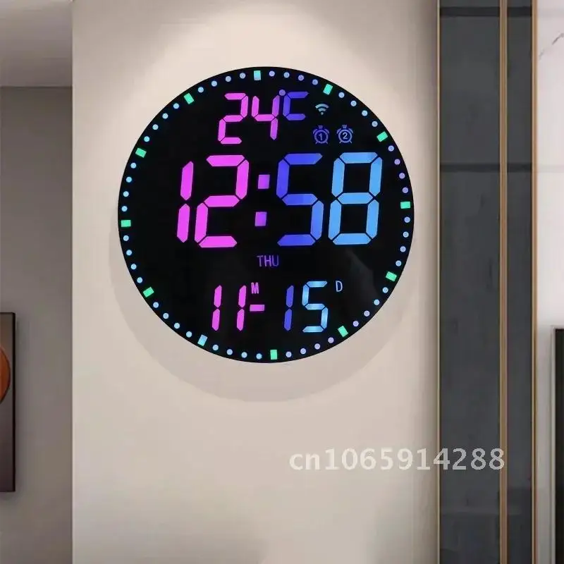 

WiFi Led Home Calendar Clock Date Display and Control Clock Dual Remote Wall Decoration Alarms