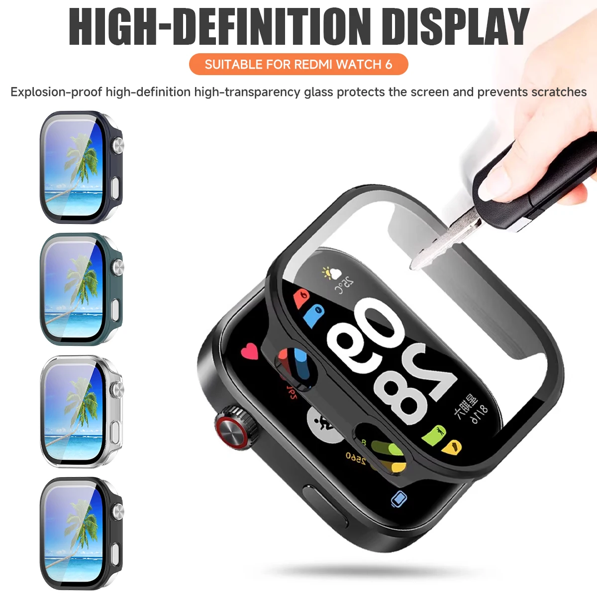 Case+Tempered Glass For Redmi Watch 6  Soft Screen Protector Case For Redmi Band 6 Smartwatch Screen Protector Shell Accessories