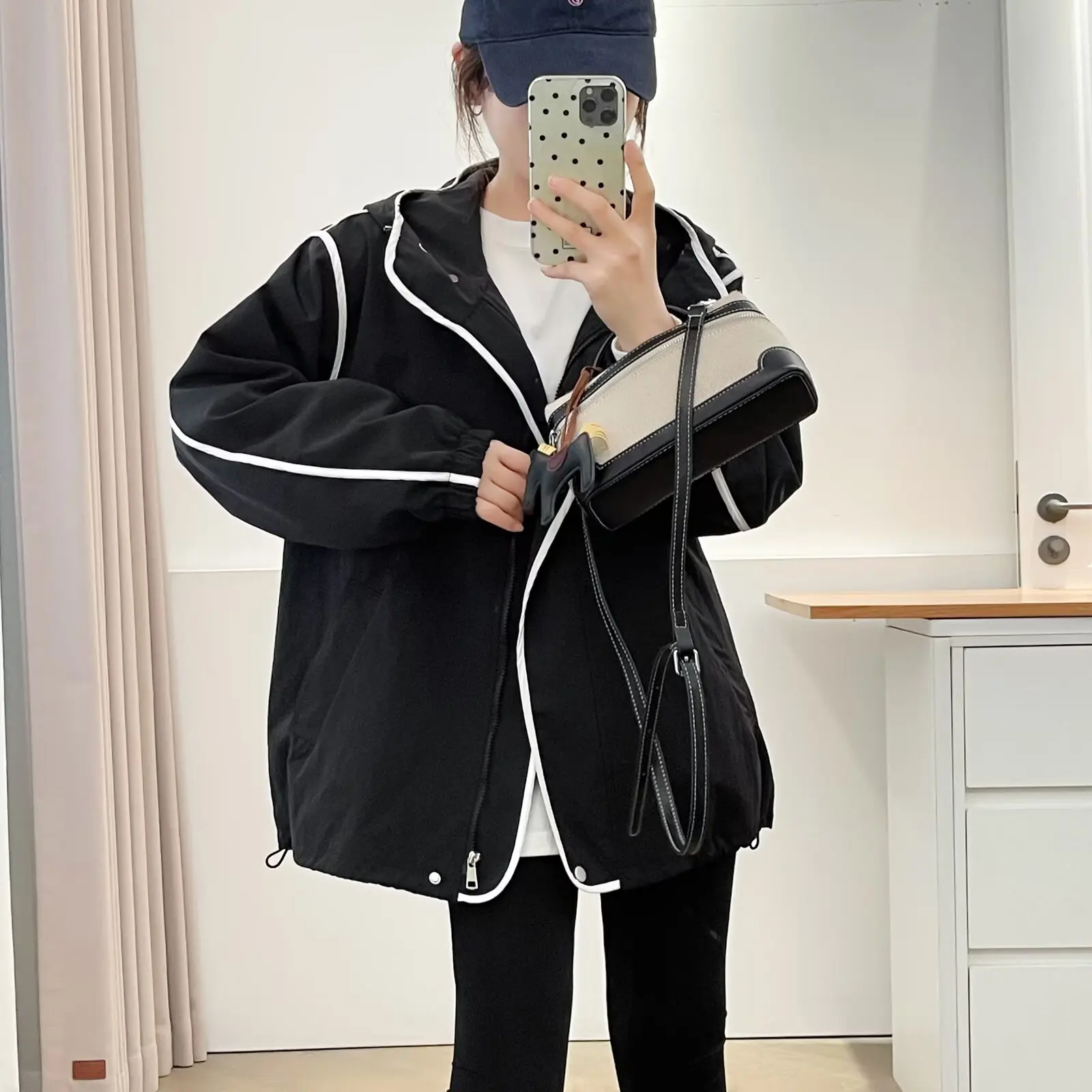 

XXXXL модная женская уличная куртка больших размеров, новое свободное полосатое пальто с капюшоном, осень 2023 г.