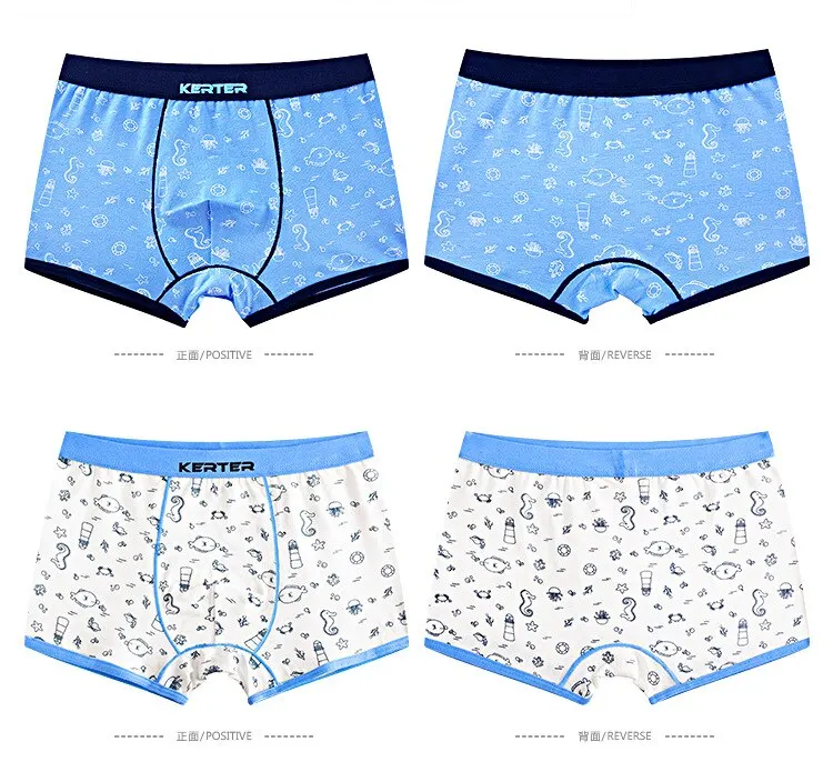 4pcs 100% Cotton Boys Underwear Kids Quality Boxer Boy Shorts Bottoms Boys Clothes for 3 4 6 8 10 12 14 Years Old RKU183004