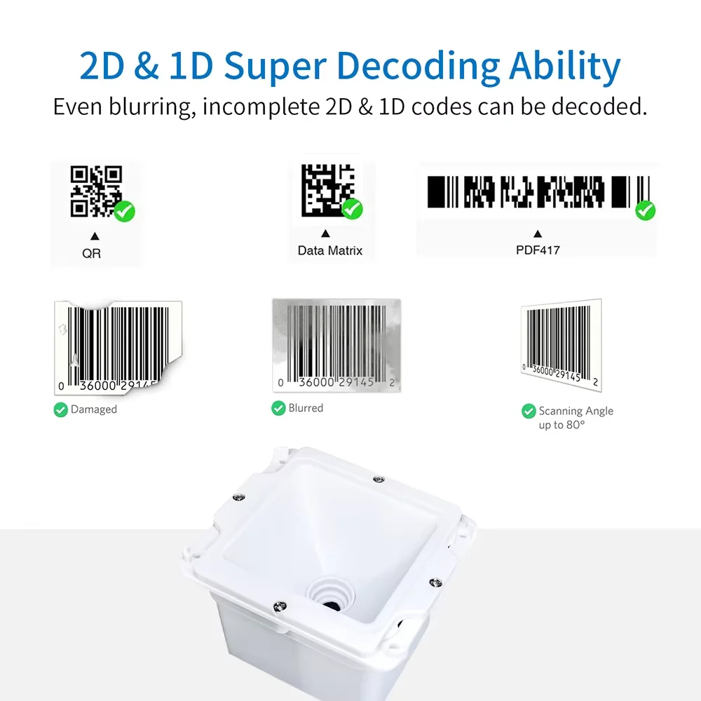 Embedded Barcode Scanner Self-Induction 1D/2D/QR Bar Code Reader Module USB Scanner for Gate Machine Tickets Checking Mobile Pay