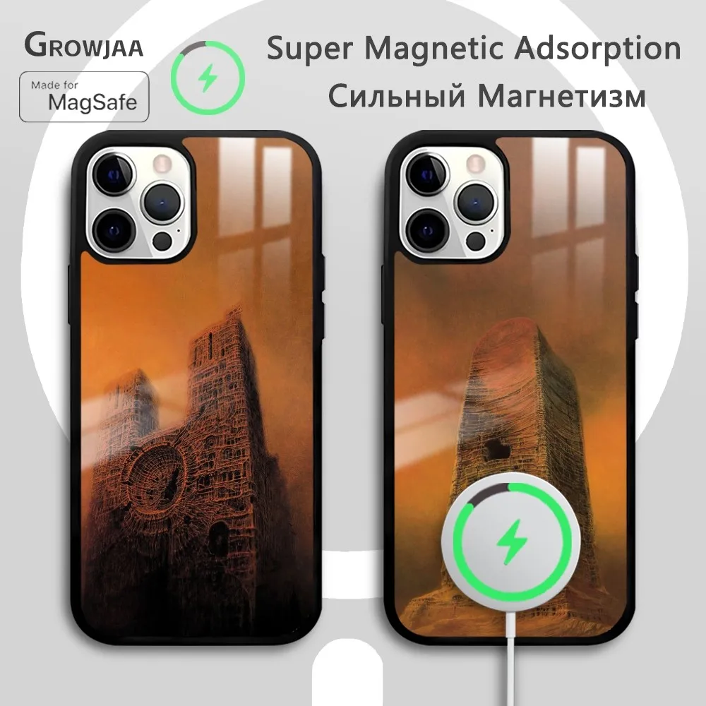 

New Z-Zdzislaw B-Beksinski Art Phone Case For IPhone 16 15 14 13 12 11 Pro Max Plus Mini Magsafe Mirror Wireless Magnetic Funda