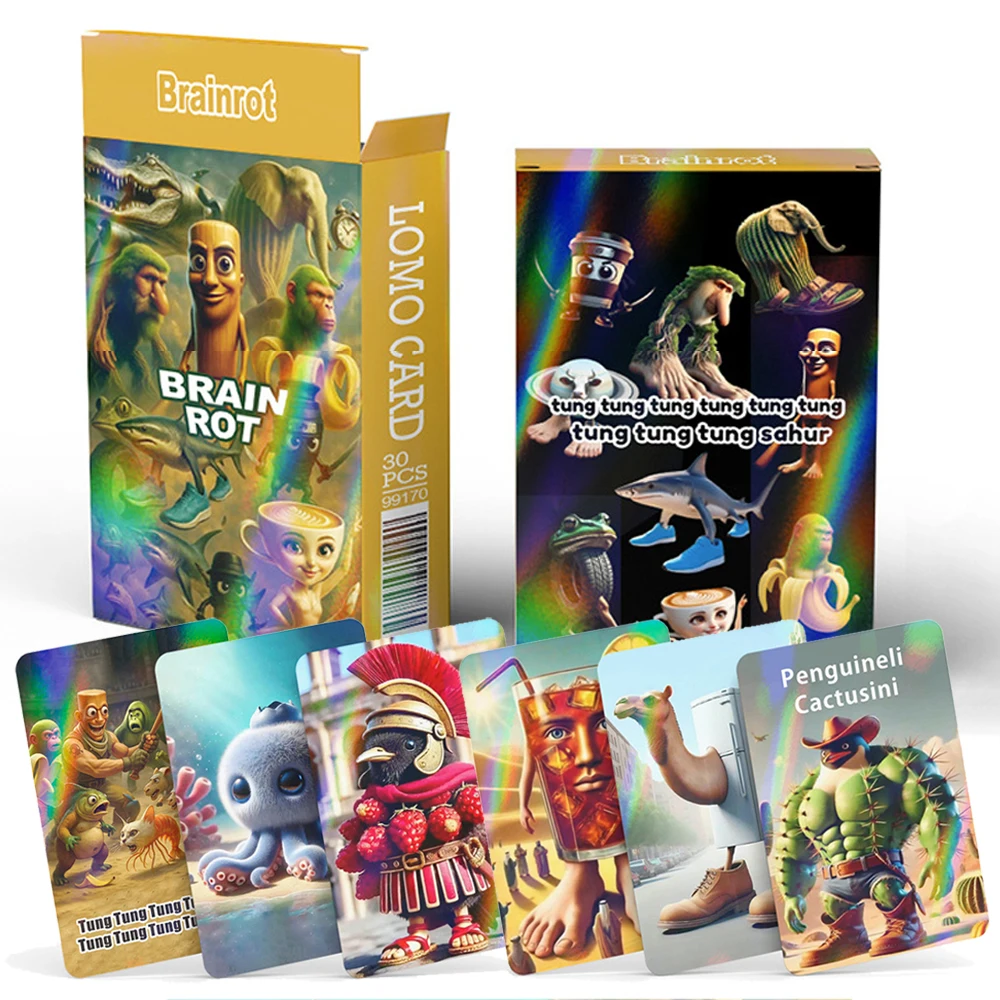 30 قطعة بطاقات Brainrot الإيطالية مضحك ألبوم Brainrot بطاقات Tralalero Tralala راقصة الباليه Cappuccina بطاقة فلاش جمع الهدايا