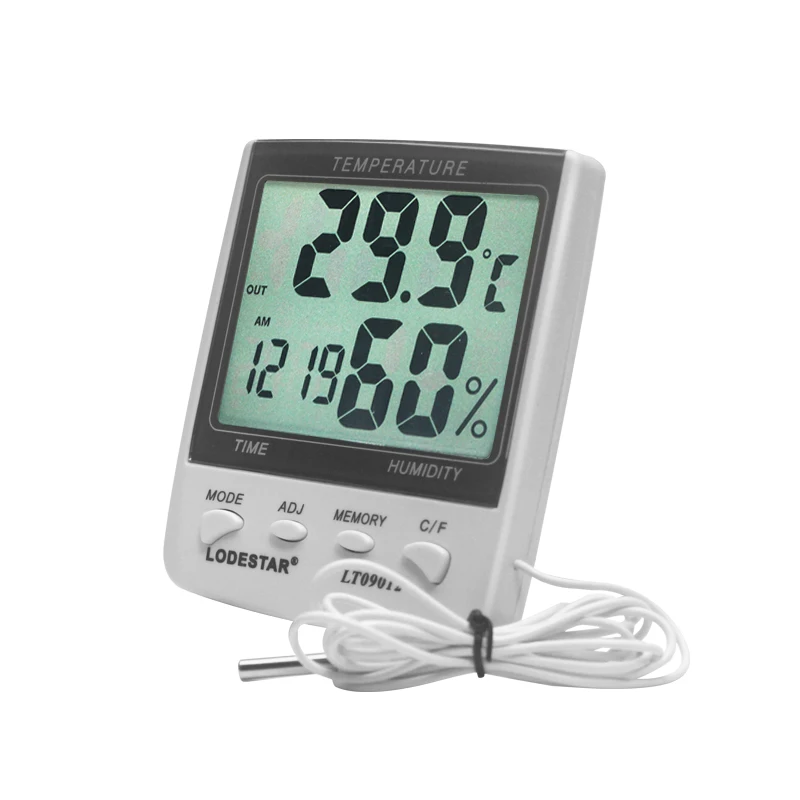 LODESTAR LT09012 LCD Digital Temperature Humidity Meter Hygrograph Thermometer Indoor Outdoor Home Weather Station Clock