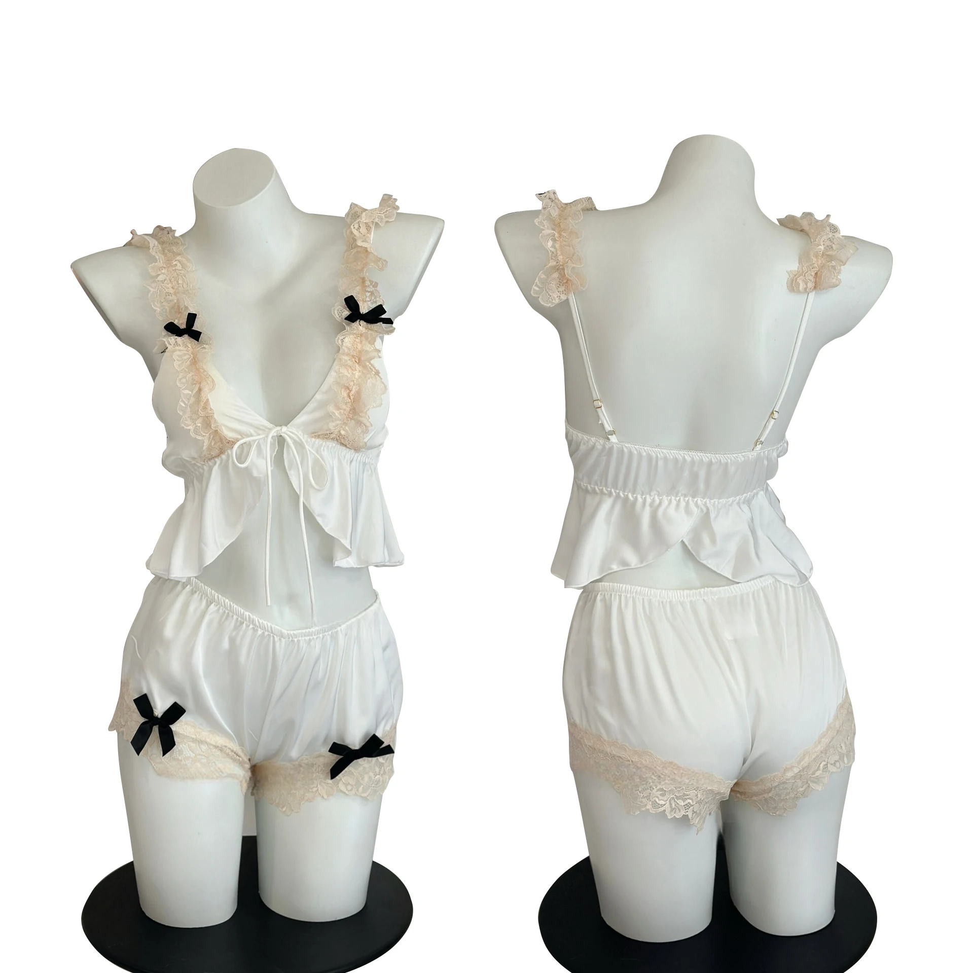 

2026 Women's New Lace Camisole Sleepwear Two-piece Set Sexy and Pure Desire Ice Silk Nightgown Summer High-end Home Suit Set Hot