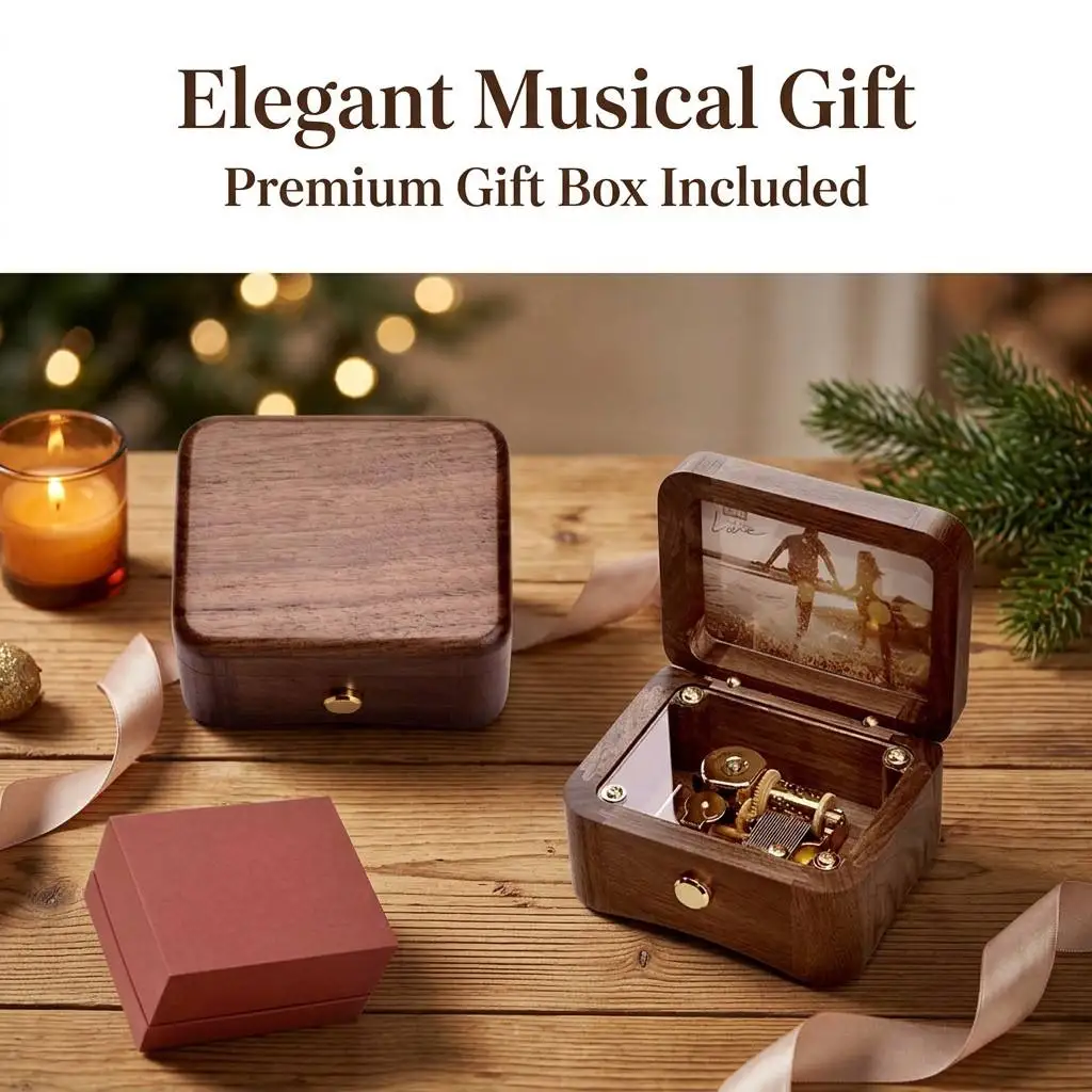 (Tune:anastasia music box) Personalized Walnut Wood Music Box  Valentine's Day Christmas New Year Gift