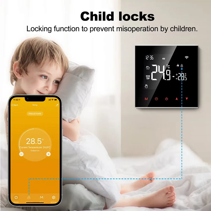 투야 M4 와이파이 스마트 난방 온도조절기, LCD 디스플레이, 음성 제어, 알렉사 앨리스, 전기, 물 바닥 온도 컨트롤러