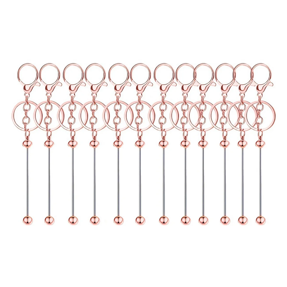 New 12 Pieces Metal Beadable Keychain Bars Blanks for Beads Pendant Jewelry Charms DIY Crafts Keychains Making Gift