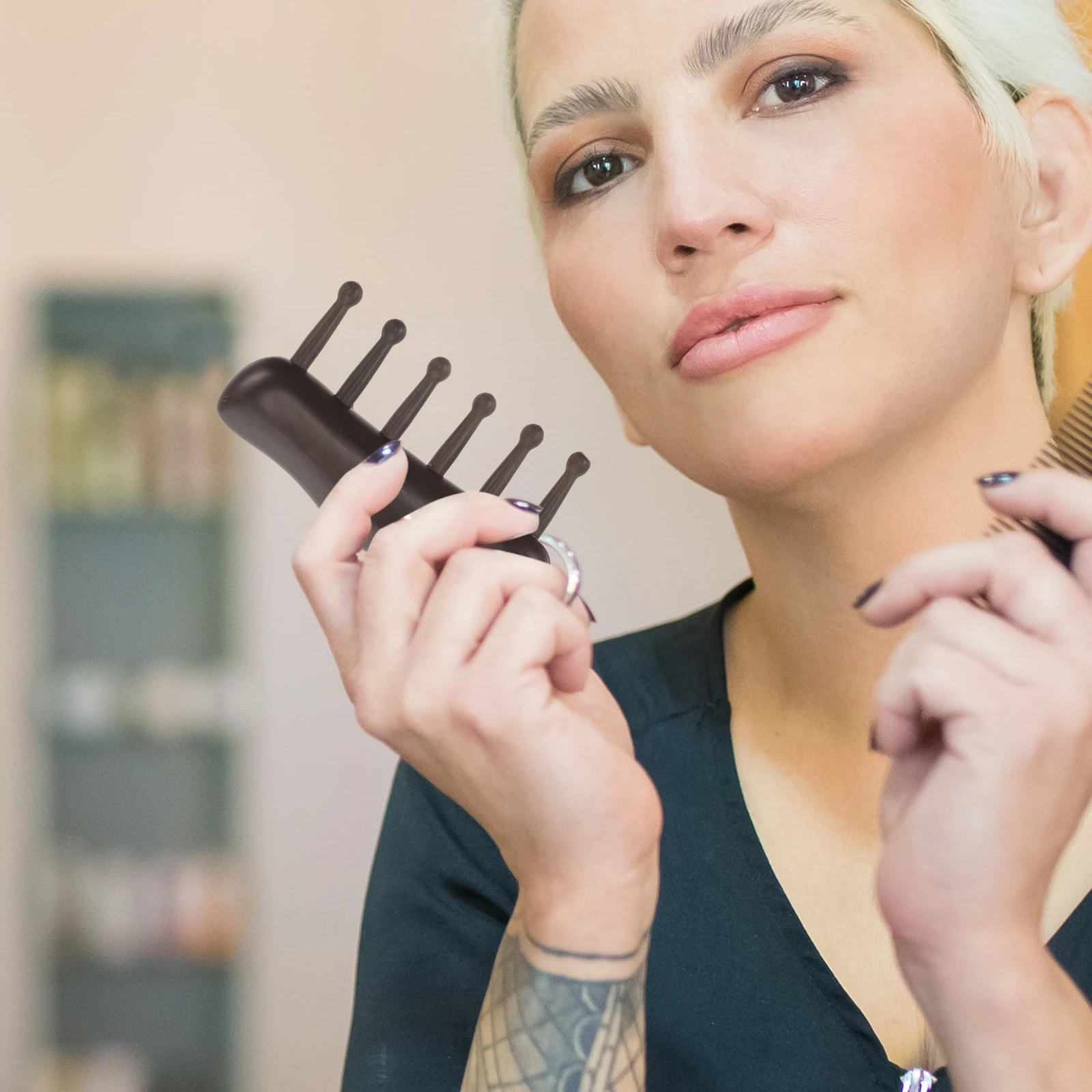 

Wooden Purple Sandalwood Comb Massage Anti Static Wide Tooth Hair Detangler Scalp Stimulator Comb for Smooth Styling