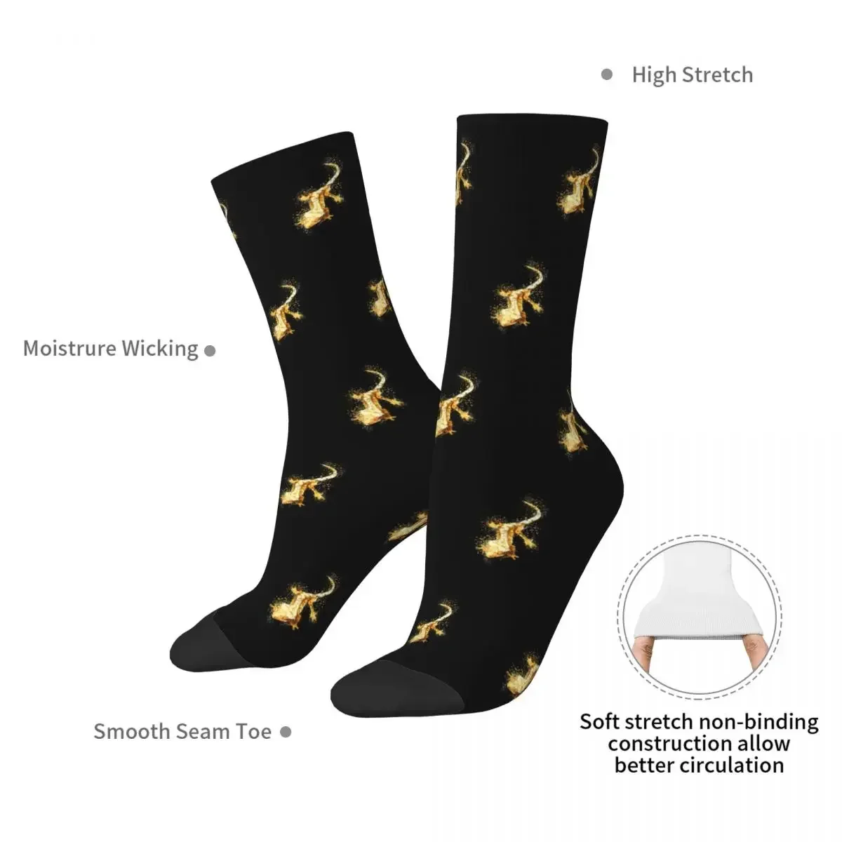 Crested Gecko Lizard Watercolors Socks Harajuku Quality Stockings All Season Long Socks Accessories for Unisex Birthday Present