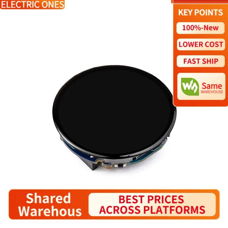 【Waveshare genuine】- ESP32-S3 1.75inch AMOLED Round Touch Display Development Board, 32-bit LX7 Dual-core Processor, 466×466 Pix