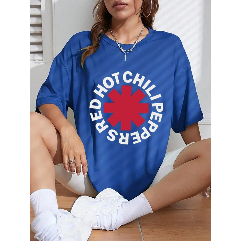 Red Hot Chili Peppers Vintage Distresed Asterisk Tshirt Donna Uomo Streetwear Manica corta Moda casual O-Collo Top in cotone