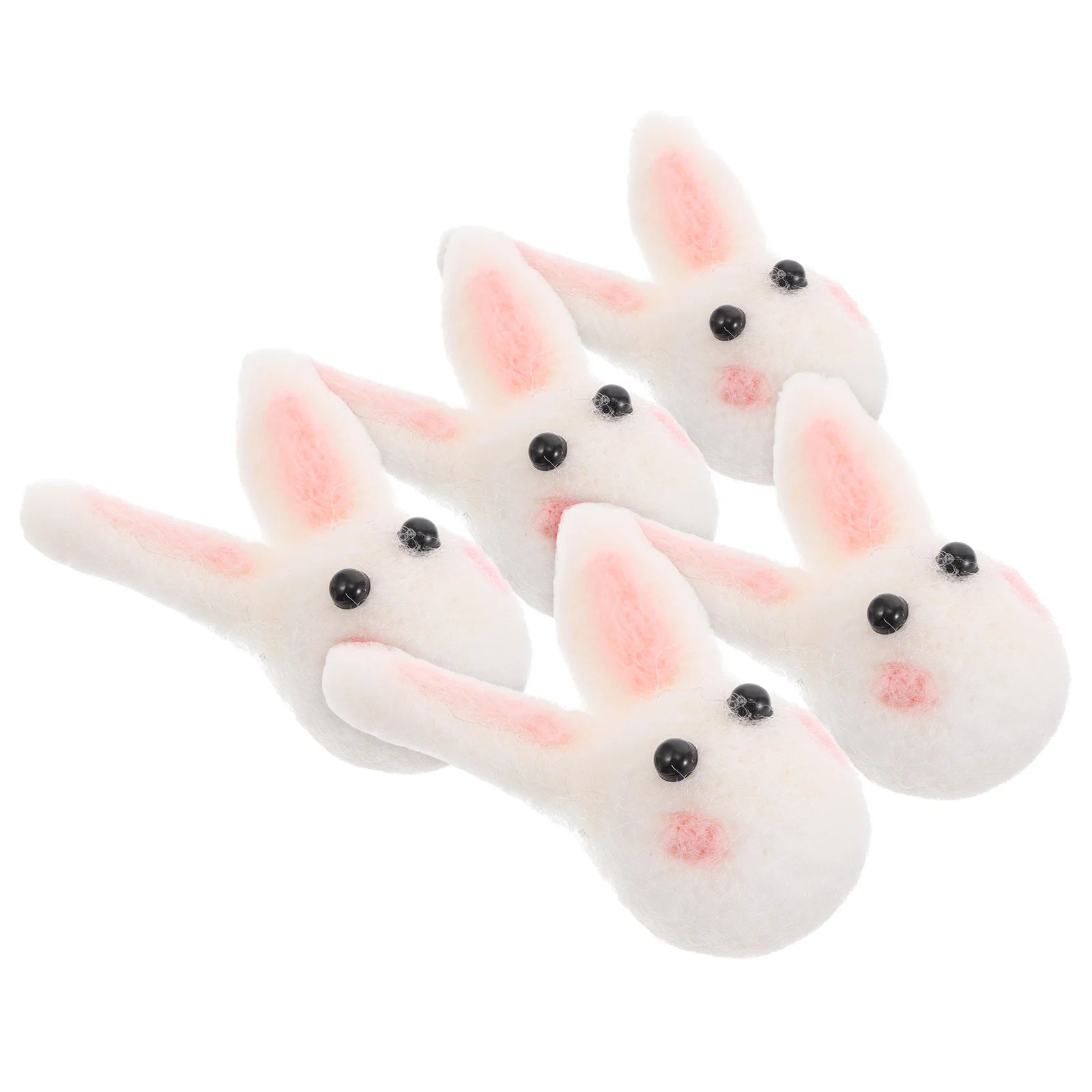 5Pcs Rabbit Felt Crafts DIY Accessories Easter Holiday Decorations Soft Needle Felting Kit Creative Handmade Rabbit Ornaments