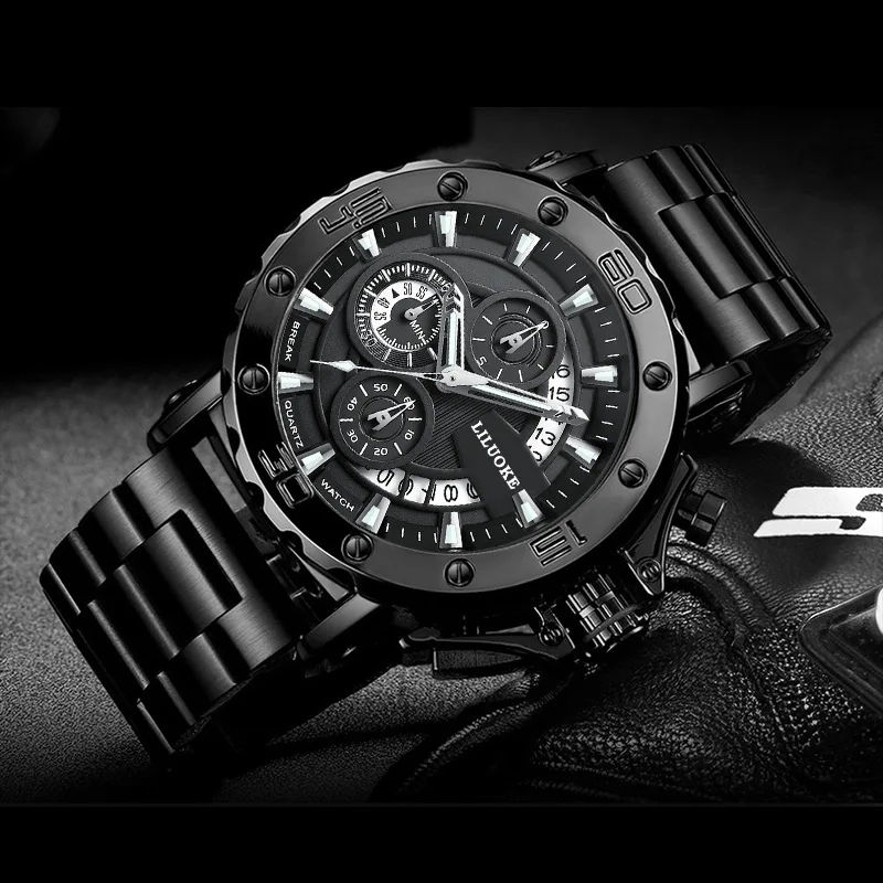 UTHAI CQ248 ساعة رجالي نسيج معدني توهج ساعة مقاوم للماء الراقية الرجال الترفيه موضة ساعة كوارتز