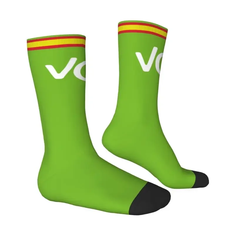 Spain Vox Stripe Flag Dress Socks Mens Womens Funny Crazy Sock Novelty Spanish Political Crew Socks Breathable Basketball Socks