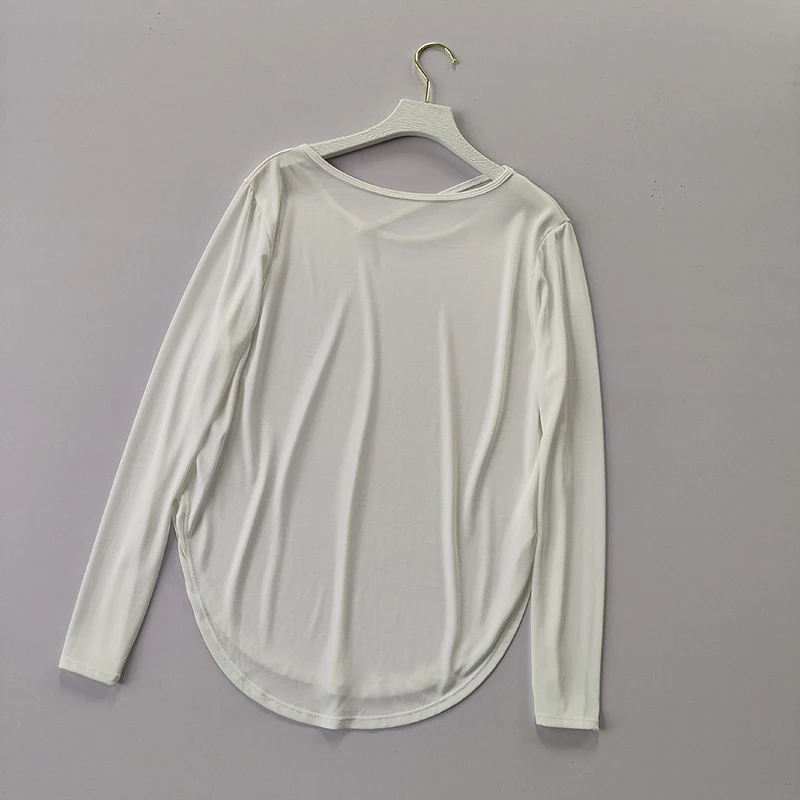 Sport-Top für Damen, lockeres Laufshirt, schnelltrocknend, großes, lässiges, atmungsaktives, schweißableitendes Yoga-Outfit, Langarmshirt – Detail 5