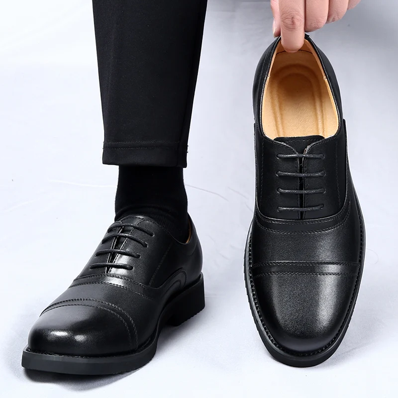 Men's Casual Business Genuine Leather Shoes Fashion Embroidery Loafers Men British Style Monk Shoes Mens Lace Up Outdoor Flats