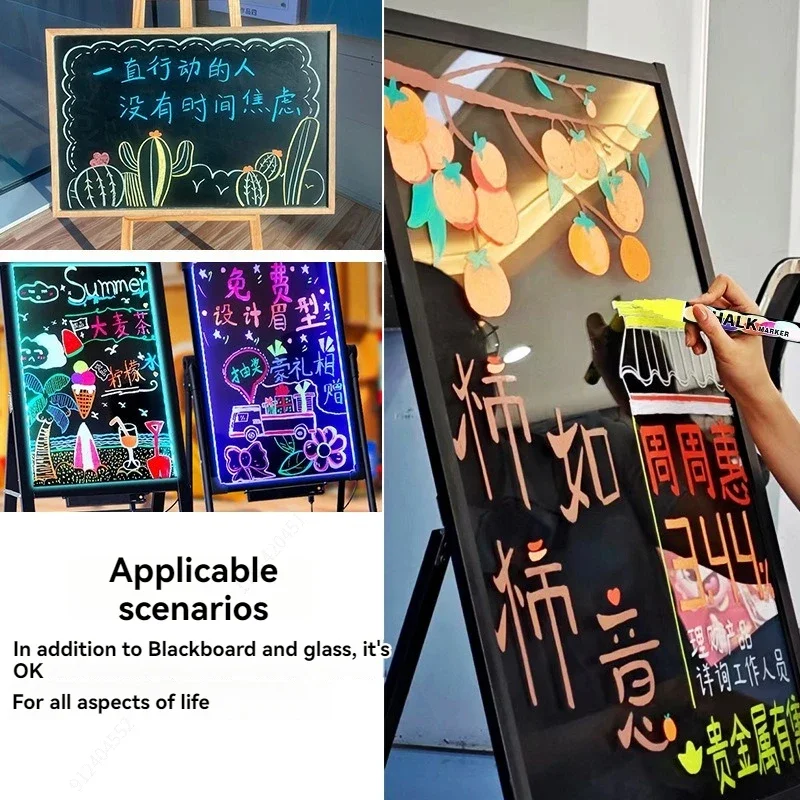 Liquid Chalk Fluorescent Board Special Pen Fluorescent Marker Pen LED Luminous Erasable Luminous Advertising Display Board