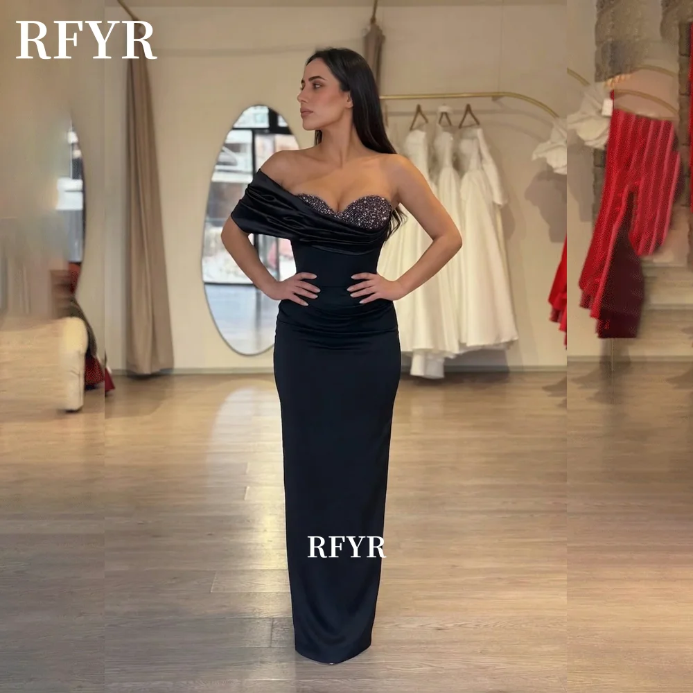 RFYR Off Shoulder Prom Dress with Sequins Brown Evening Dress Mermaid Party Princess Dress for Arabic Women Customized view 5