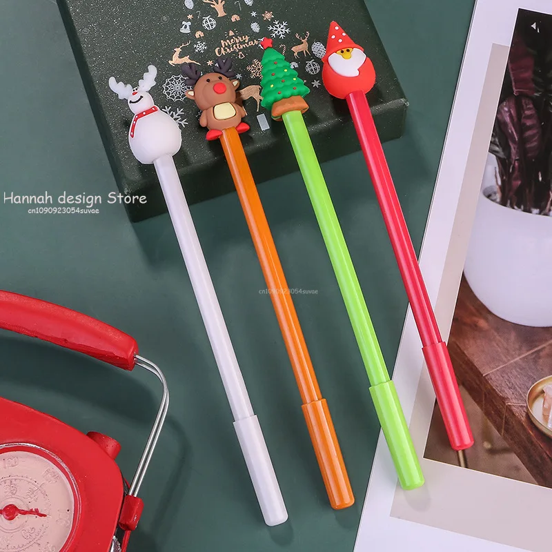 Creative Cartoon Gel Pen 0.5mm Black Santa Claus Christmas Series Neutral Student  Stationery Office Signature Exam Supplies