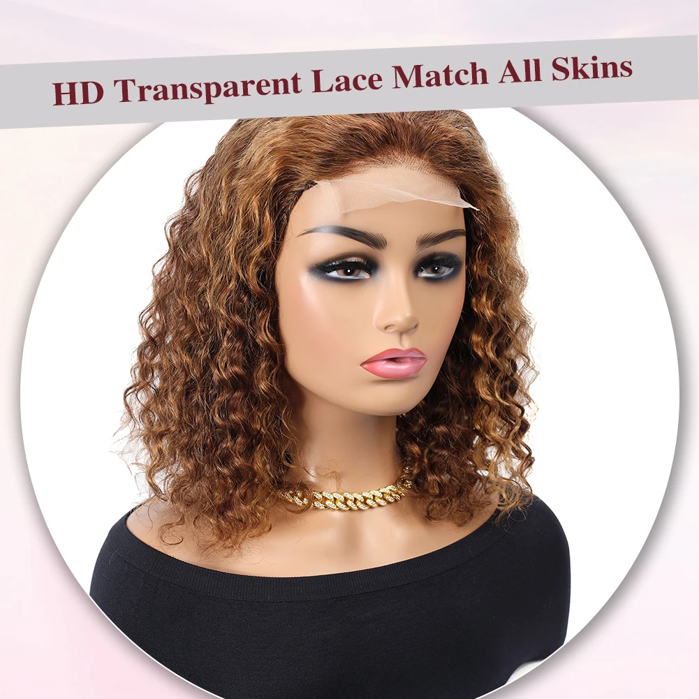 Парики 4x4 Lace Front Bob 4P/27 Highlight Honey Blonde Deep Wave Short Bob Wig Bob Wig Human Hair Bob Lace Front Wigs Human Hair