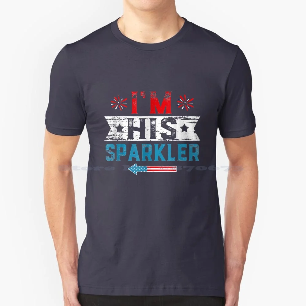 Im His Sparkler His And Her 4Th Of July Matching Couples T Shirt 100% Cotton Tee Sparkler Firecracker Fireworks Director