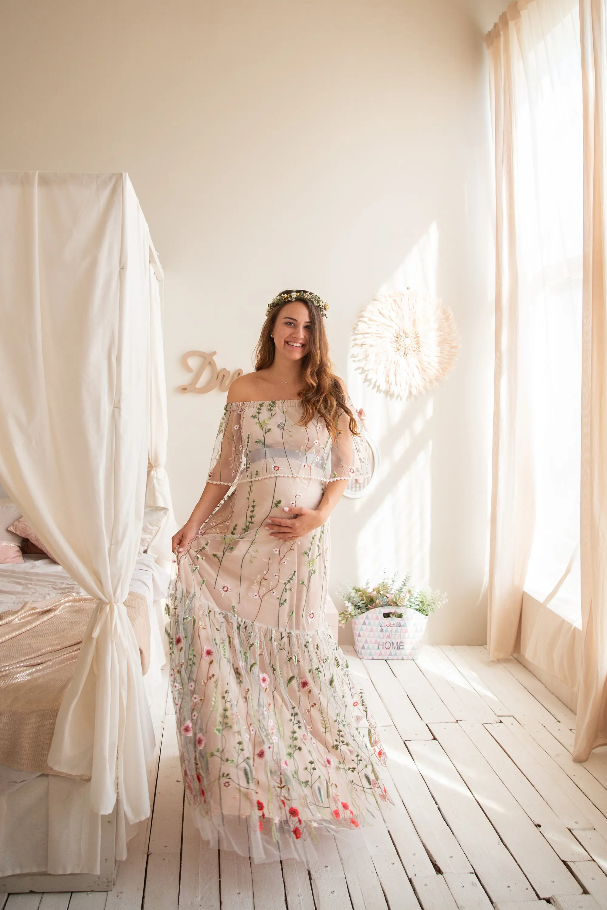 Robe de mariée florale brodée personnalisée, ALTERfur s, Photo Shoot, Mariage, Invité, Baby Shower, Grossesse, S #18483