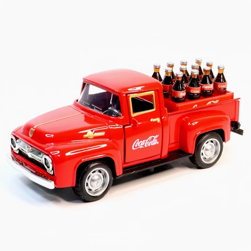 

1:32 1955 Classic Chevrolet's Pickup Truck Transporter Alloy Car Model Containing A Basket Of Coke Models New Year Gift For Kids