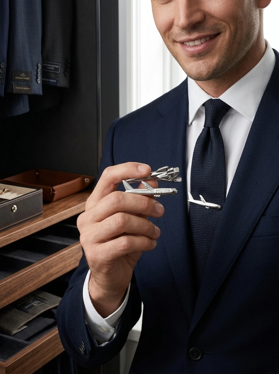 Funny Aviation Themed Copper Tie Clips Rocket & Airplane Unique Shaped Premium Brass Men's Fun Dress Suit Accessories