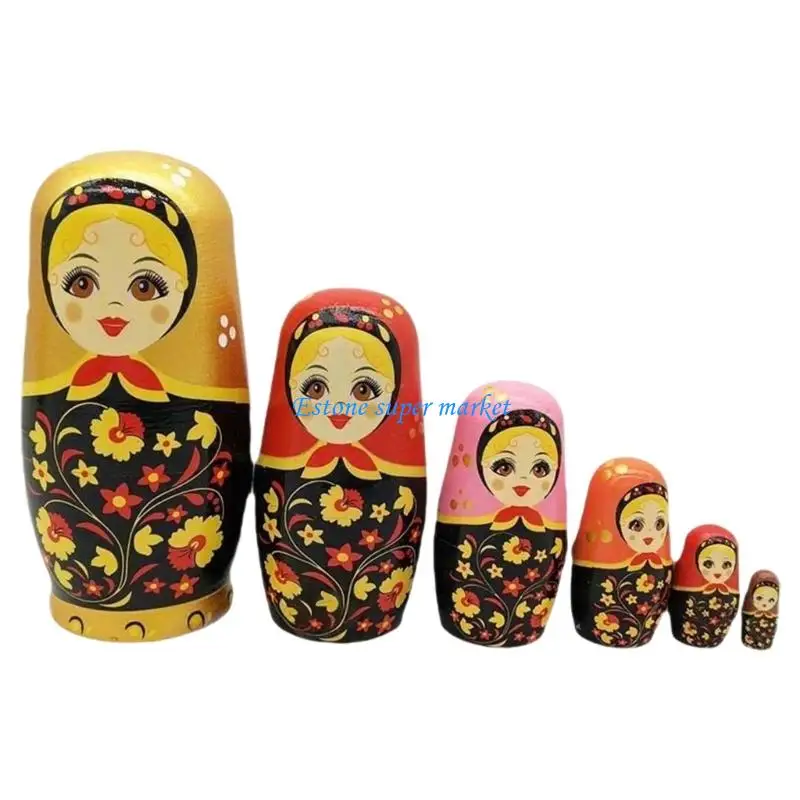 

090B 6-слойные русские матрешки, деревянная ручная роспись, детская традиционная игрушка в народном искусстве