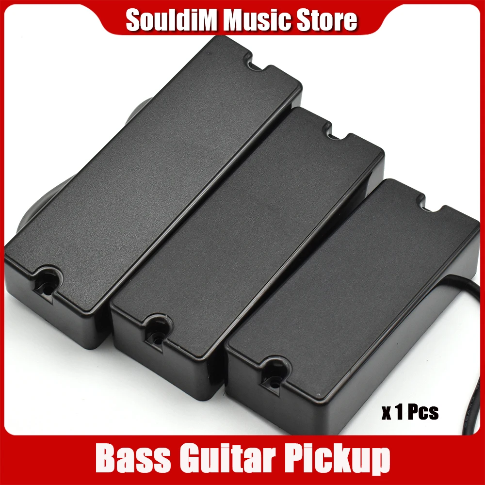 4/5/6-String Sealed Soapbar 2-Hole Bass Guitar Pickup Double Coil Humbucker Pickup Ceramic Magnet Black