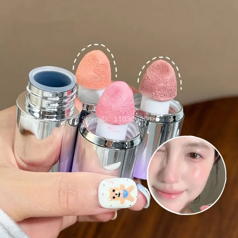 Soft Face Liquid Blusher Smooth Cheek Eye Mousse Blush Matte นมสีม่วง Highlighter Stick Rouge กันน้ํา Contour แต่งหน้า