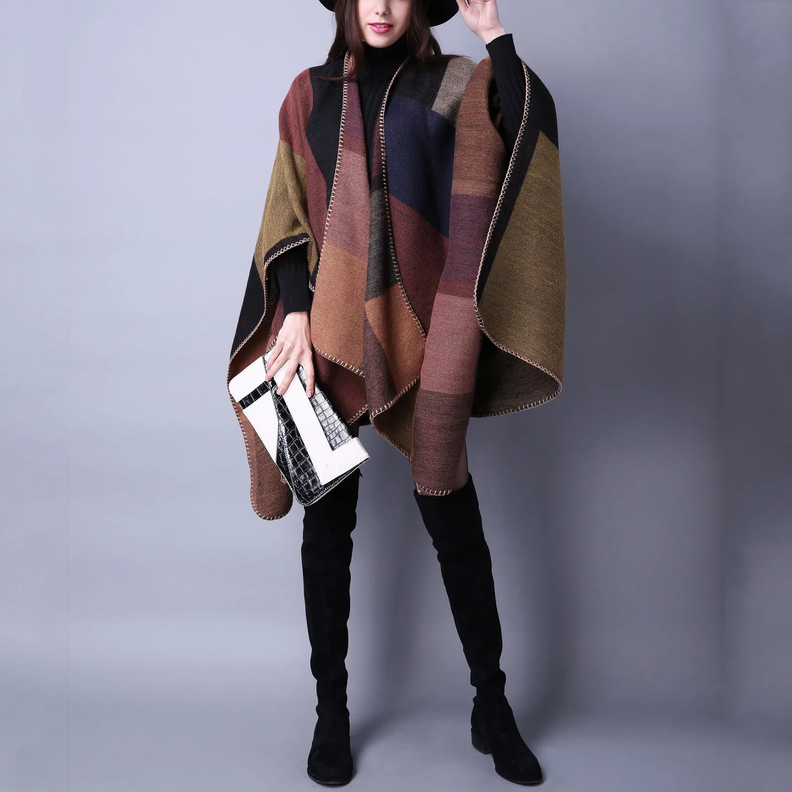 Women Winter Knitted Cashmere Capes Shawl Cardigans Sweater Coat шарф женский Elegant Womens Shawl Scarf Winter 2024 스카프