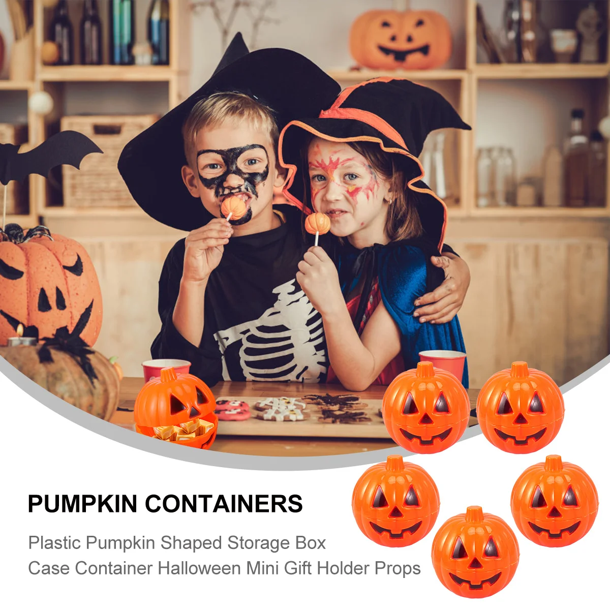 

6Pcs Mini Pumpkin Gift Boxes Halloween Decor Plastic Containers 6.5cm Easy to Open and Close Pumpkin Containers