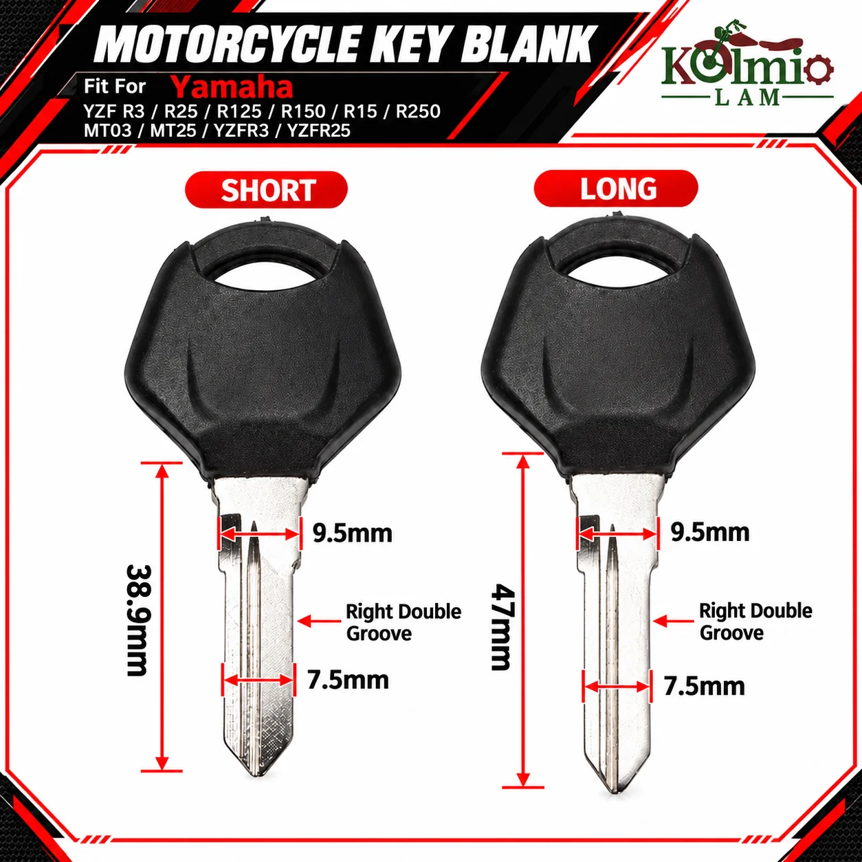 Fit For Yamaha YZF R3 R25 R125 R15 R150 R250 MT03 MT25 YZFR3 YZFR25 Replacement Ignition Key Accessories KOLMIO-LAM