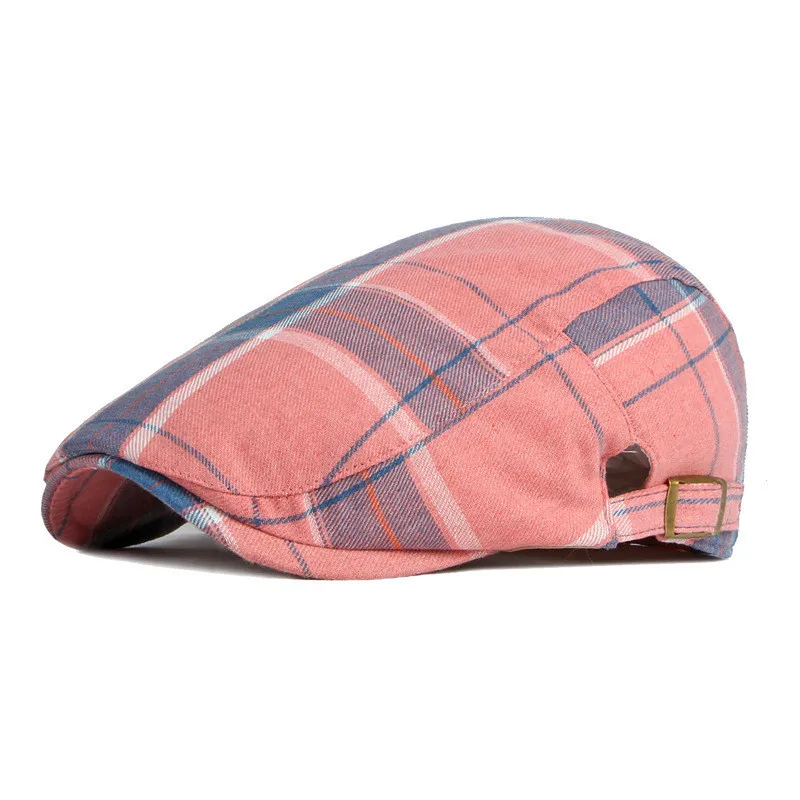 2022 Four Seasons Fashion Joker Polyester Plaid Newsboy Caps Men Flat Peaked Cap Women Painter Beret Hats 12