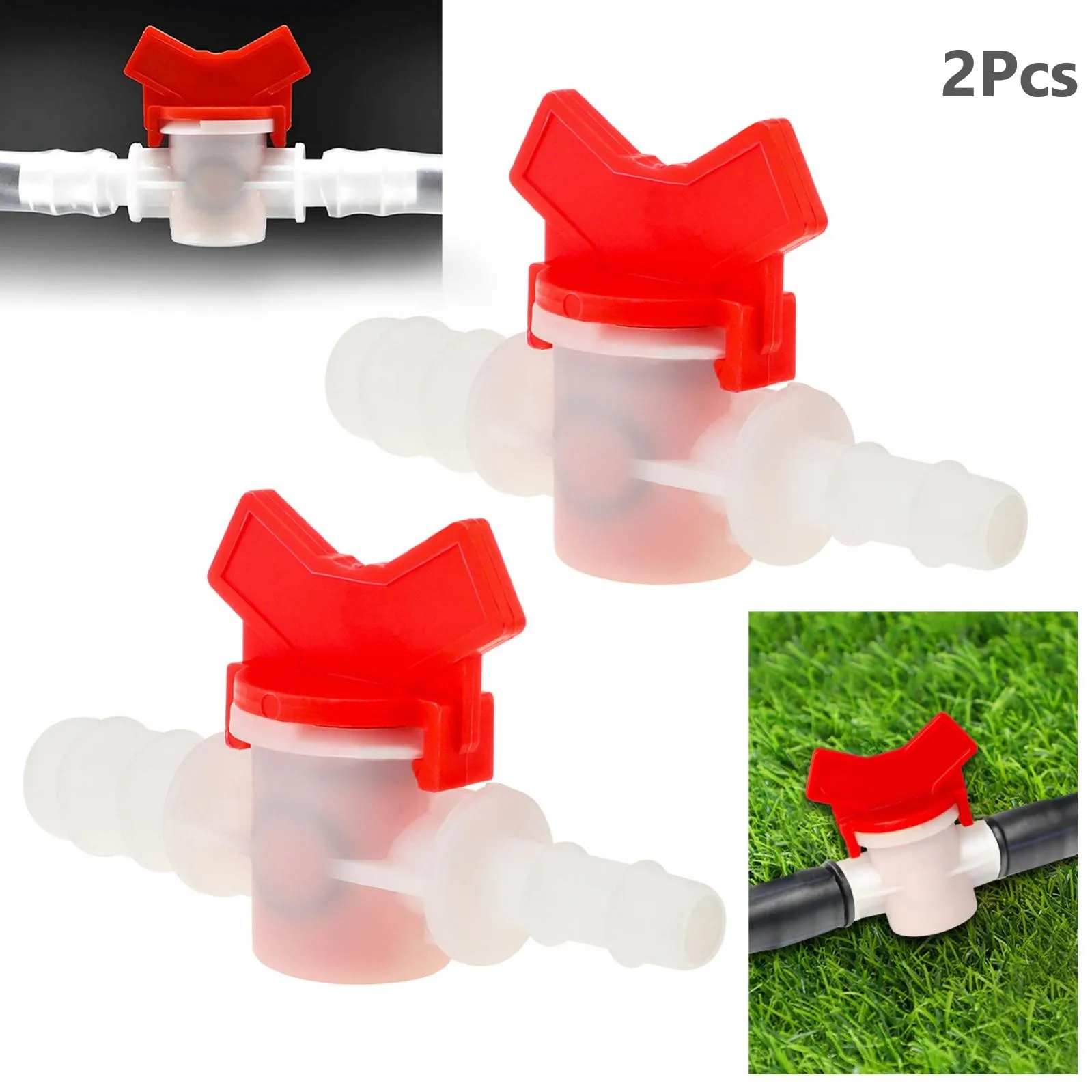 

2pcs 10mm PVC Hose Barb Two Way Plastic Ball Valve Aquarium Garden Micro Irrigation Connector for Drip Irrigation