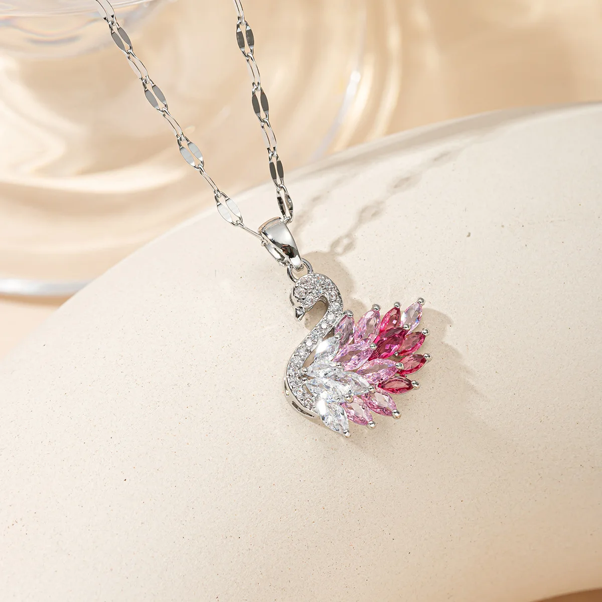 

Crystal Swan Pendant Necklaces, Multi-Color Cubic Zirconia Swan Necklaces for Women, Gold & Silver Plated