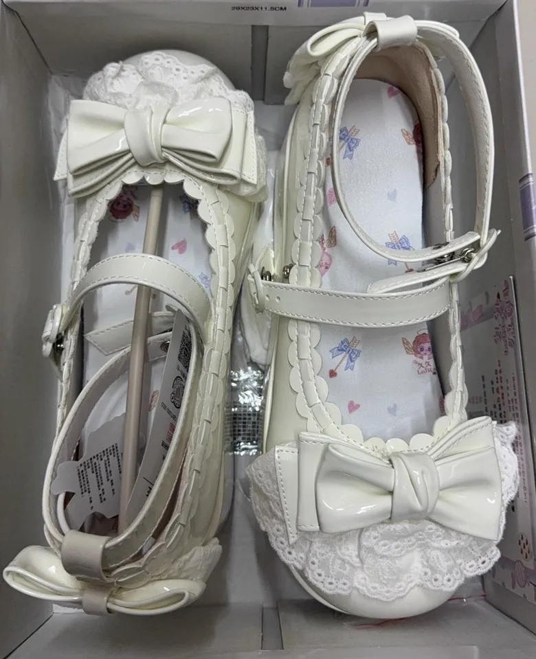 الأصلي لوليتا فتاة سميكة سوليد مقوس دانتيل رئيس مستدير الأميرة حذا فردي للسيدات الرسوم المتحركة أنيمي تأثيري عالية الكعب الصنادل الحفلات #6