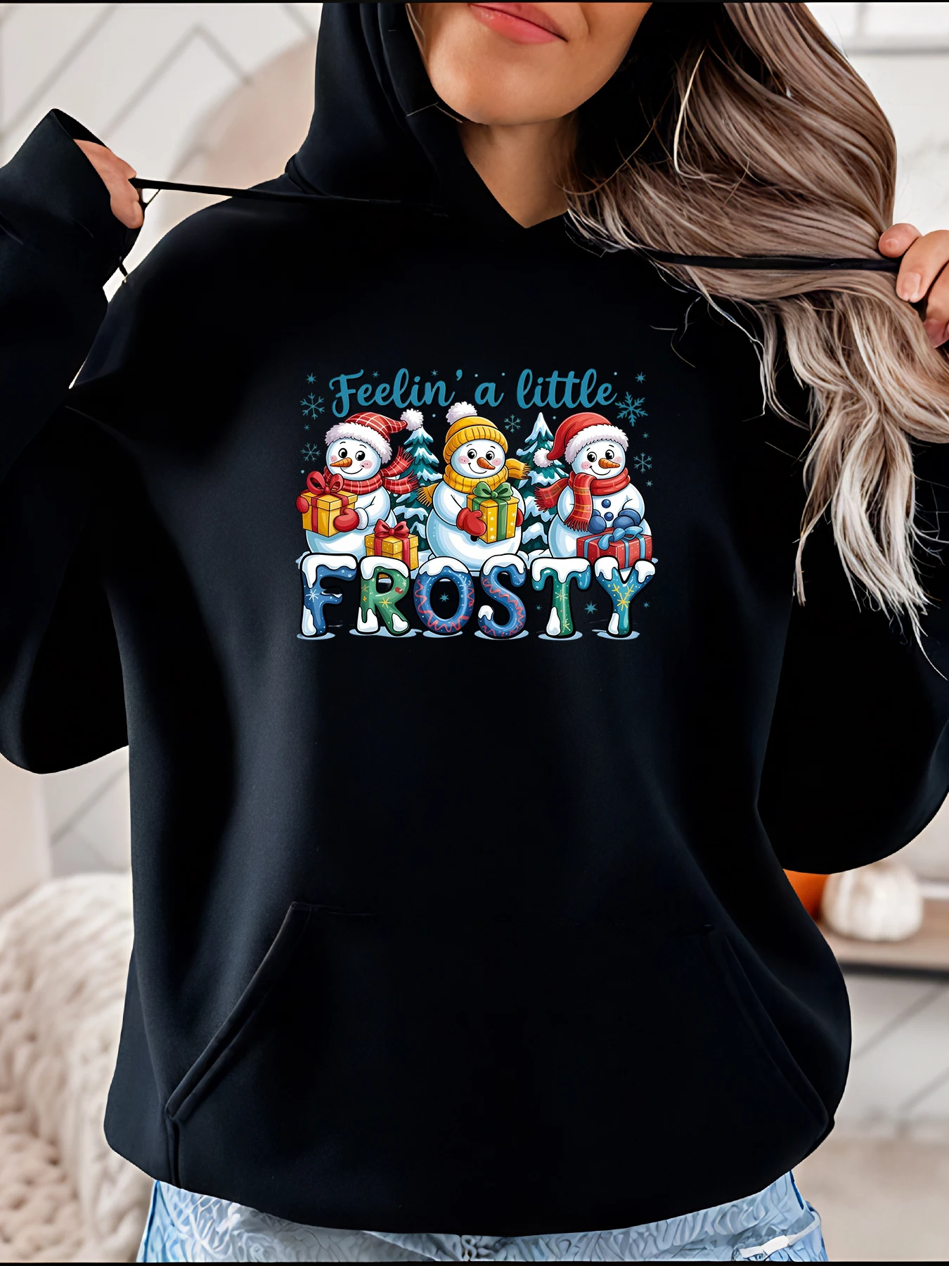 

Толстовка с принтом снеговика, рождественский повседневный зимний праздничный подарок, женский наряд